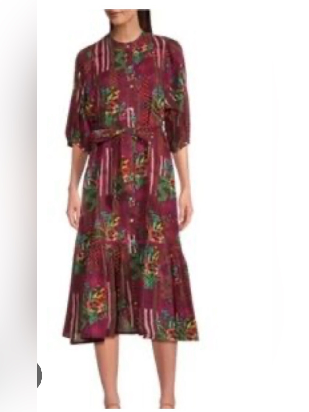 Ro's Garden Campeche Flirty Midi Dress sz xs *missing belt*